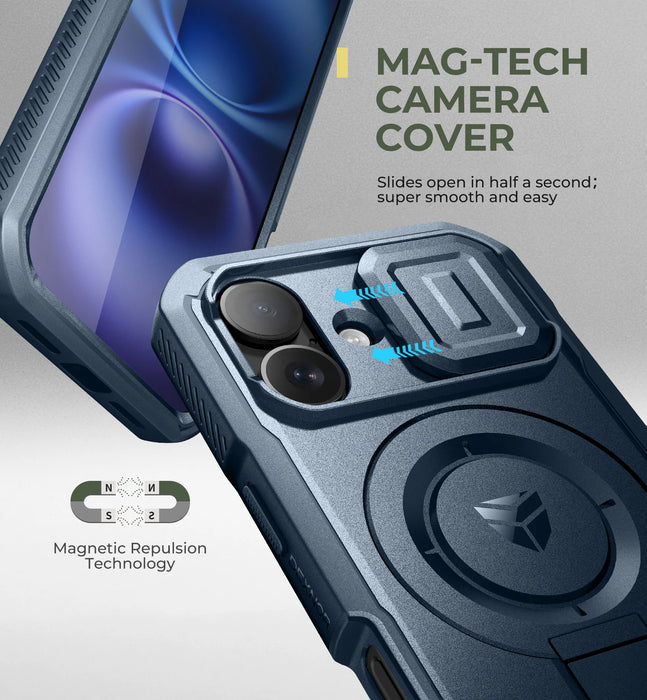 For Iphone 16 Shockproof Bumper Case Compatible With Magsafe With Slide Camera Case Built-In Screen Protector
