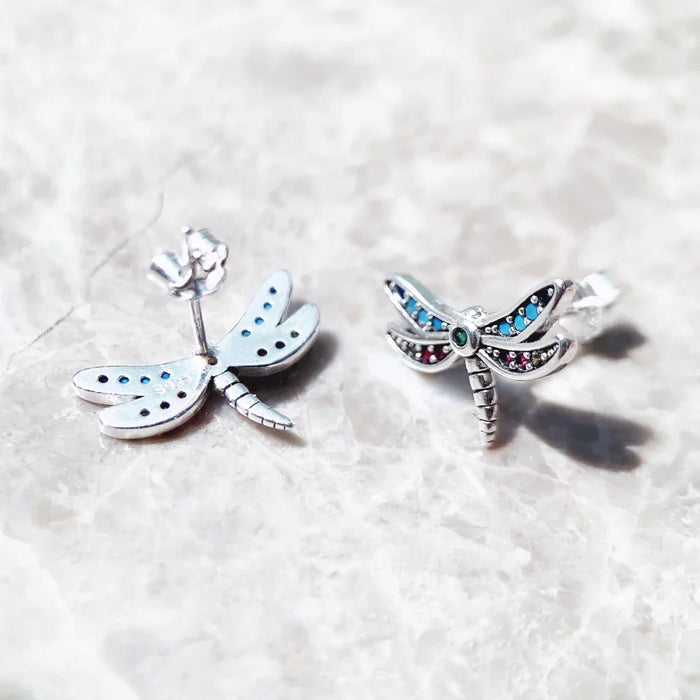 925 Sterling Silver Dragonfly Stud Earrings Boho Gift For Women