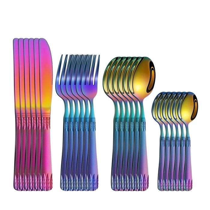 4 / 6 / 16 / 24 Piece Colourful Stainless Steel Cutlery Set For Family Hotel Party