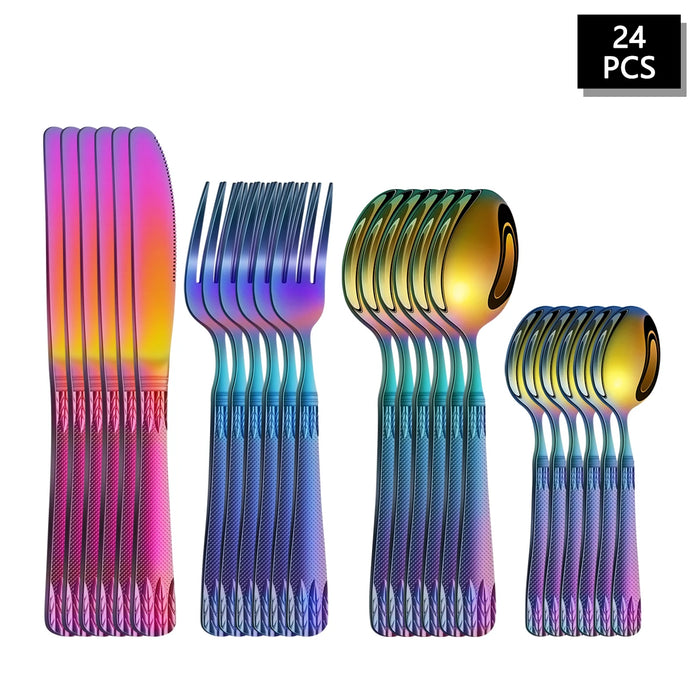 4 / 16 / 24 Piece Stainless Steel Cutlery Set With Wheat Ear Handle