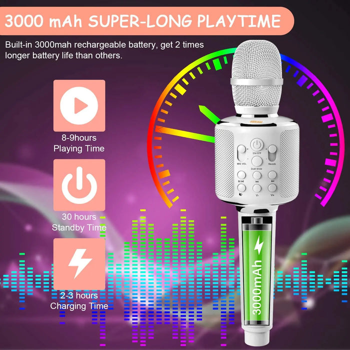 Portable Karaoke Mic Wireless Singing Machine With Duet Record Play Reverb