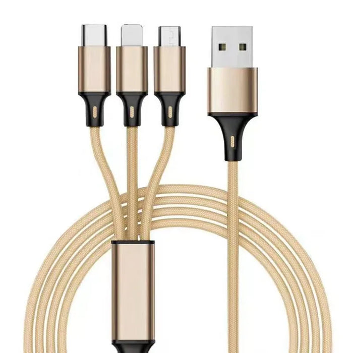 3 In 1 Nylon Braided 1.2M Fast Charging Cable