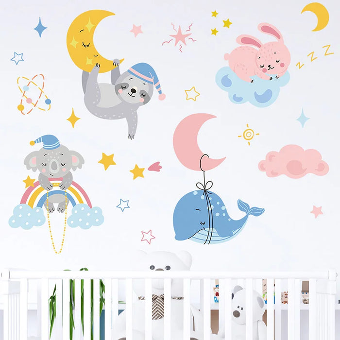 Adorable Cartoon Animal Wall Decals For Kids Room Decor