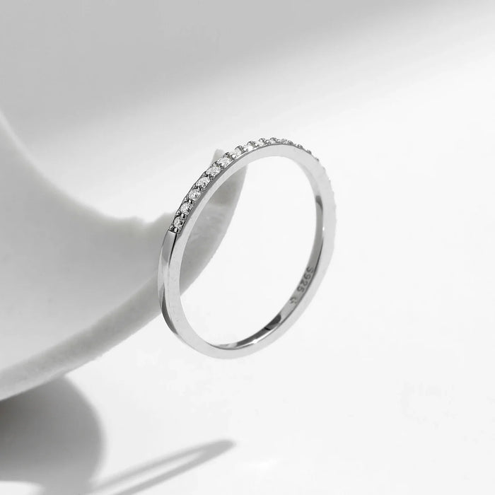 925 Sterling Silver Sparkling Moissanite Eternity Ring