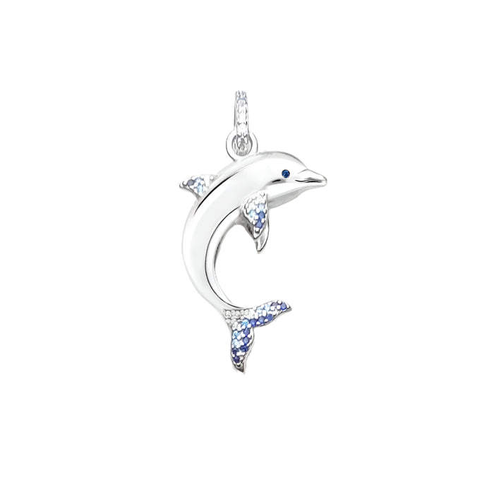 925 Sterling Silver Dolphin Blue Pendant European Style Soul Lucky Gift For Women