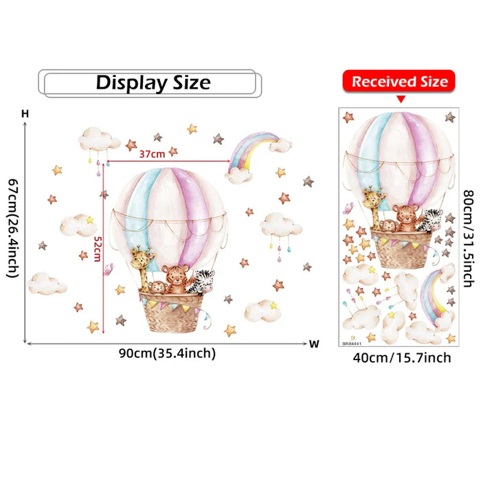 Colourful Animal Balloon Wall Decals For Kids Room Decor