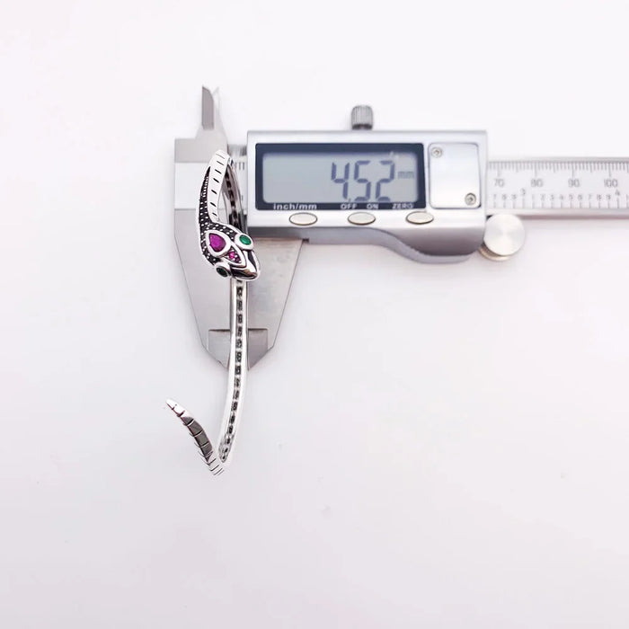 925 Sterling Silver Bohemia Snake Bangles Blackened Fine Jewelry For Women