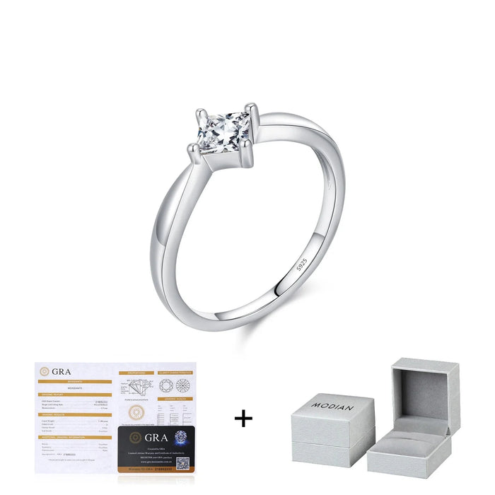 925 Sterling Silver Dazzling Square Moissanite Ringfine Jewelry For Women