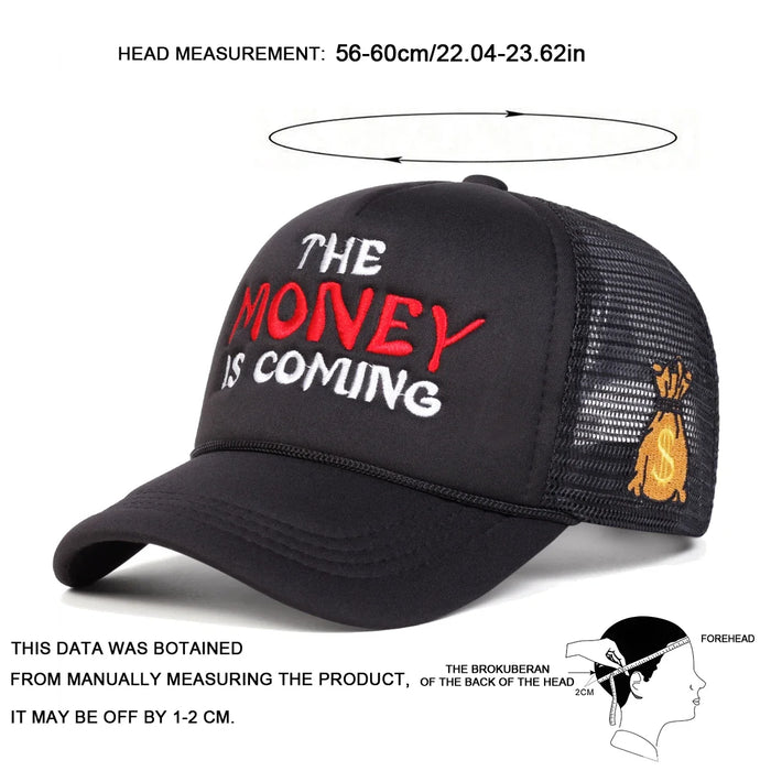 Unisex Embroidered Baseball Cap The Money Letter Design Adjustable Sun Hat