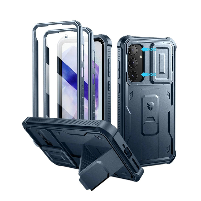 For Samsung Galaxy A35 5G Full-Body Rugged Holster & Kickstand Shockproof Case With Built-In Screen Protector Camera Case