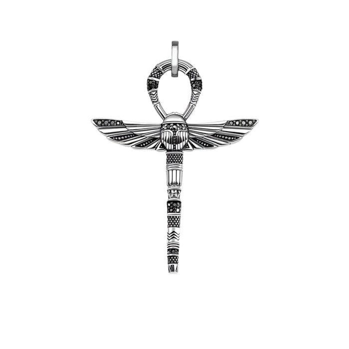 925 Sterling Silver Ankh Cross Pendant With Scarab Ethnic Jewelry For Men & Women