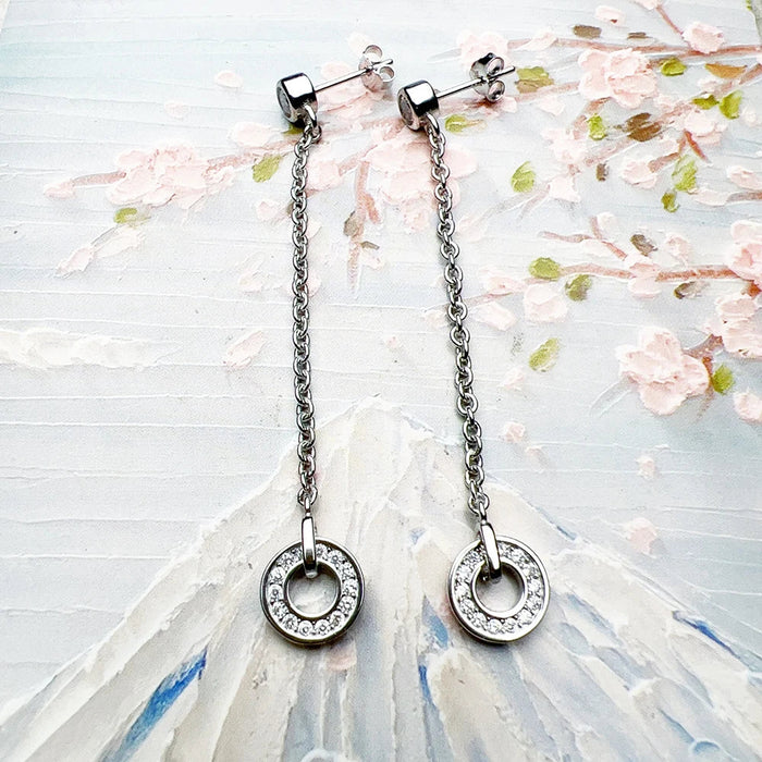 925 Sterling Silver Round Circle Earrings For Women Lucky