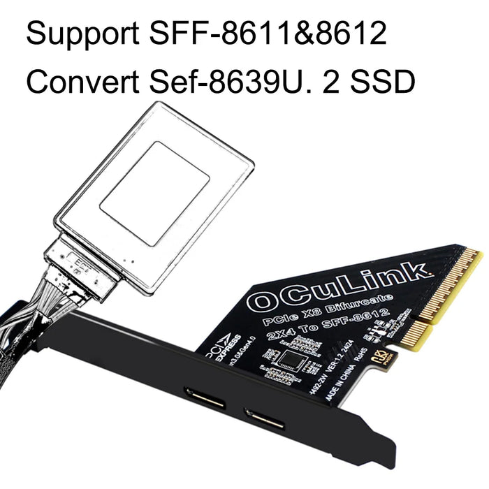 Pciex8 4.0 Oculink Pcie To Sff 8611 & 8612 Adapter Card Pci Express To Sff-8612 Expansion Card Adapter Convert Card For Windows