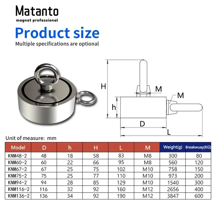 Double Sided Neodymium Magnet for Salvage Fishing