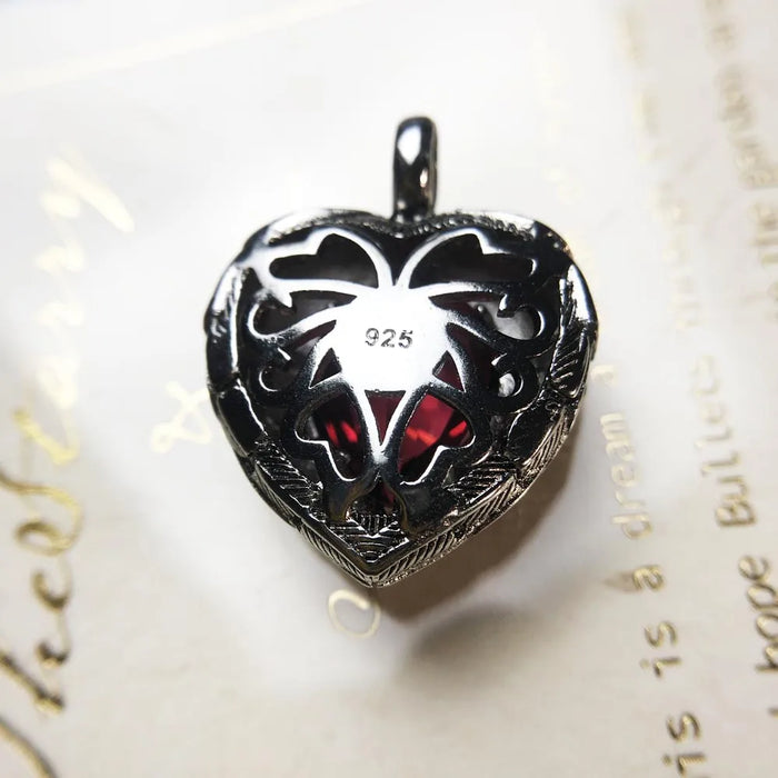 925 Sterling Silver Romantic Red Heart Pendant Crystal Jewelry For Women