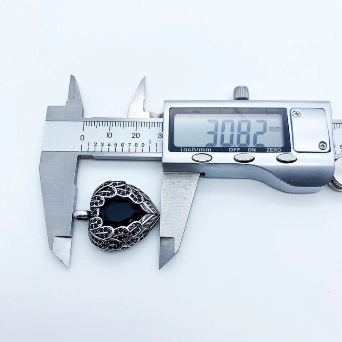 925 Sterling Silver Romantic Black Winged Heart Pendant Crystal Jewelry For Women