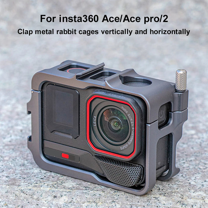 Aluminum Frame Cage For Insta360 Ace Pro 2 Metal Protective Case With Cold Shoe Mount Camera Frame Case For Insta360 Ace Pro