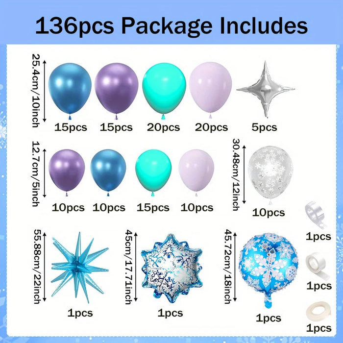 A Winter Wonderland Balloon Wreath Arch Set -136Pcs For Christmas Birthday Wedding - Indoor And Outdoor Decoration Set