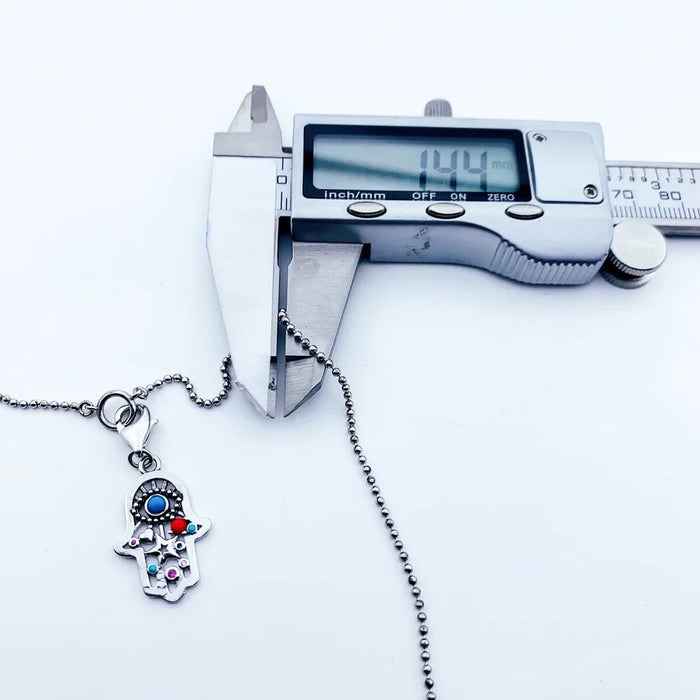 925 Sterling Silver Bohemia Hand Of Fatima Charm Necklace For Women & Men