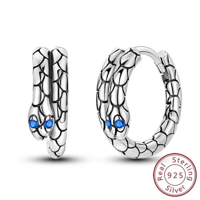 925 Sterling Silver Serpentine Hoop Earrings Fits Charms Fashion Gift For Women