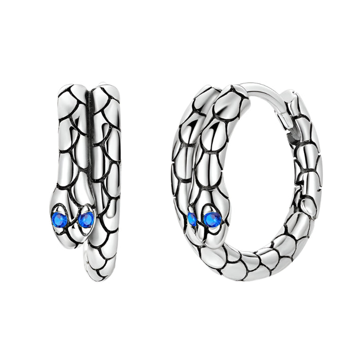 925 Sterling Silver Serpentine Hoop Earrings Fits Charms Fashion Gift For Women