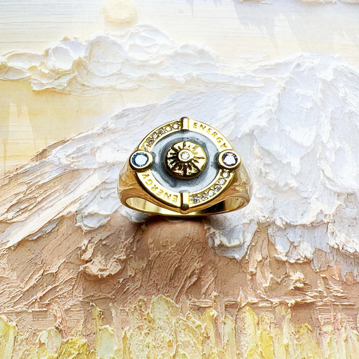 925 Sterling Silver Sun Signet Ring Autumn Boho Unisex Jewelry