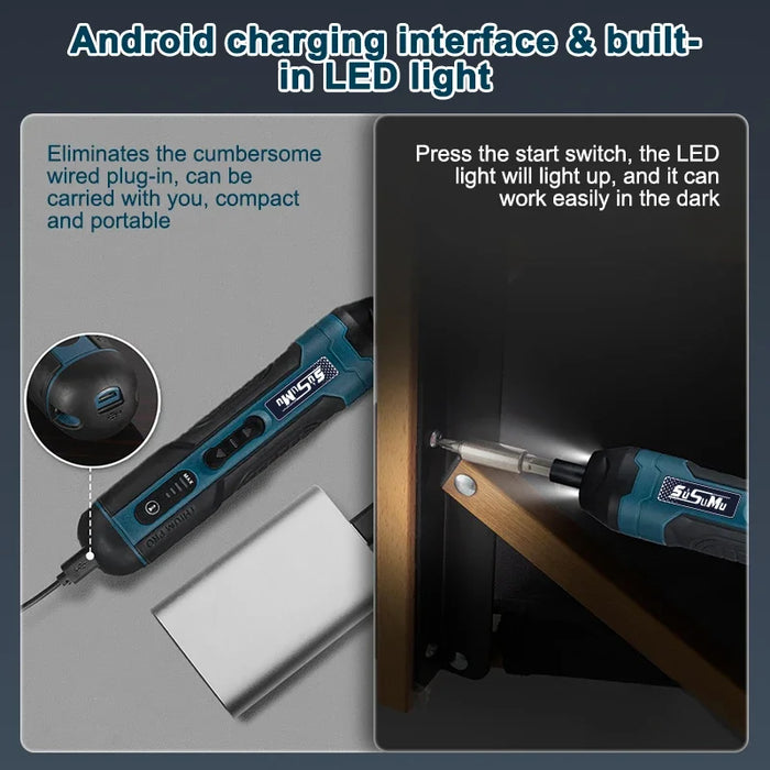 Compact Cordless Screwdriver Set 1300Mah Rechargeable Drill Bits For Household Repairs