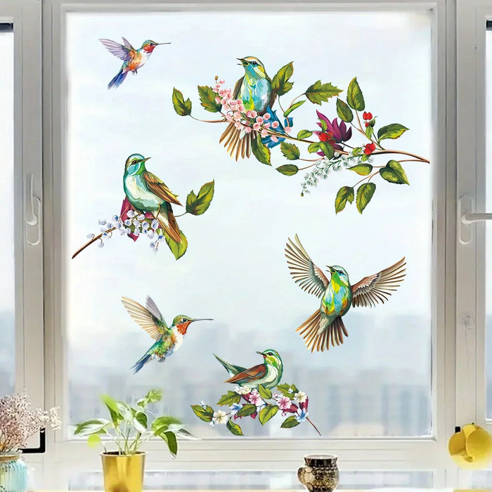 Watercolour Bird Branch Window Stickers For Home Decor