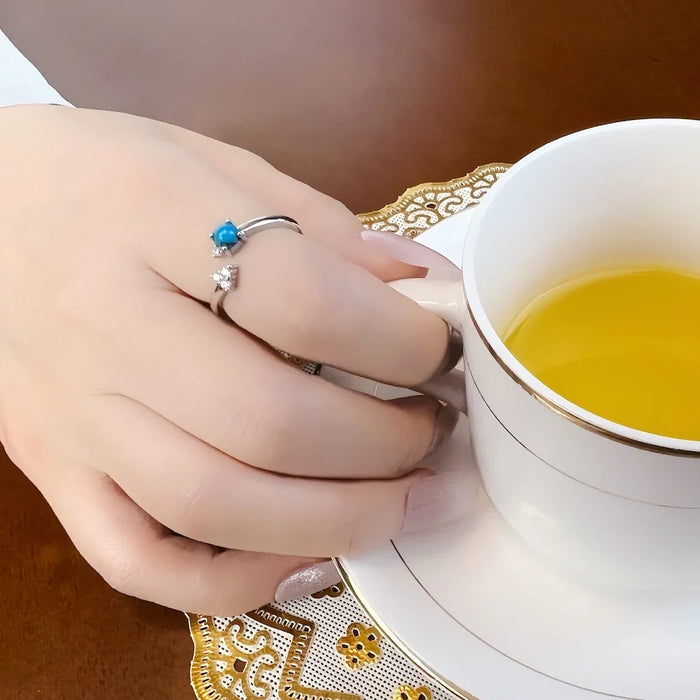 925 Sterling Silver Ocean Spirit Ring Trend Blue Arrow Design