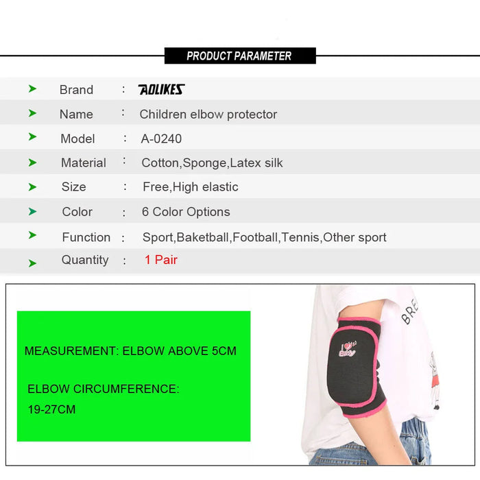 Pair of Kids Breathable Elbow Pads For Sports & Outdoor Activities