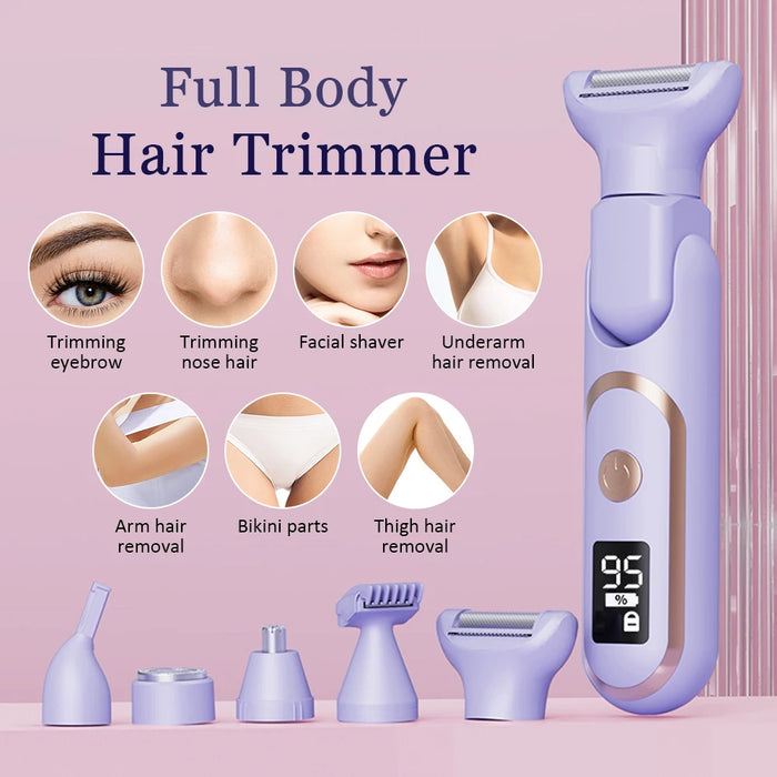 5 In 1 Rechargeable Epilator For Women Hair Removal For Eyebrows Underarms Bikini Legs