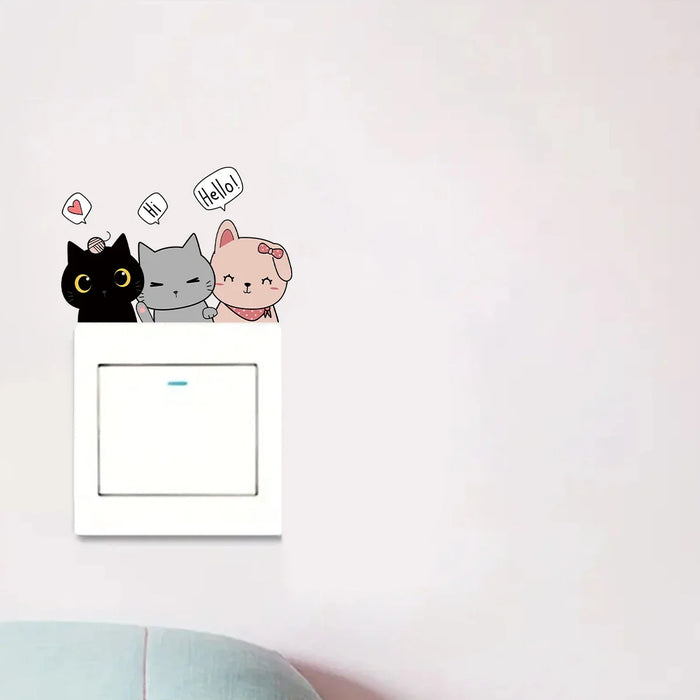 Adorable Cat Switch Sticker For Kids Room Decor