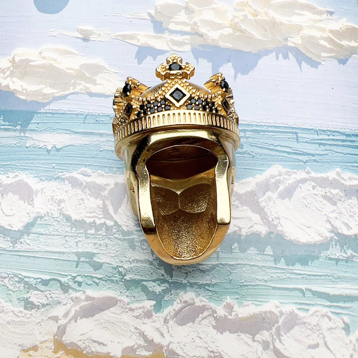 925 Sterling Silver Golden Skull King Pendant With Crown Rebel Street Jewelry For Men & Women