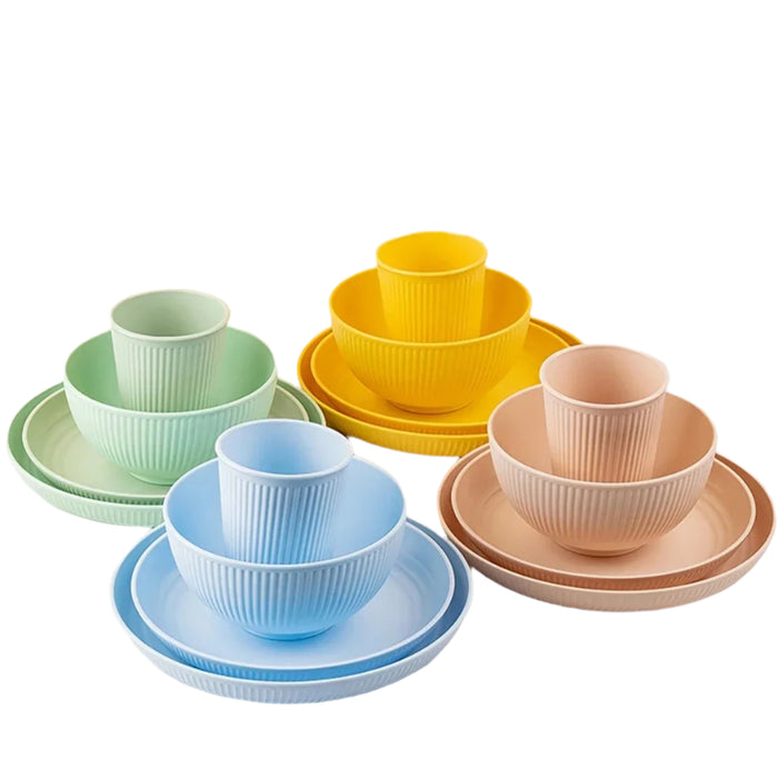 4 Piece Eco Friendly Tableware Set For Camping