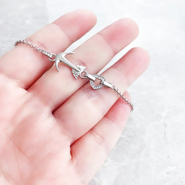 925 Sterling Silver Romantic Gift Love Anchor & Heart Necklace