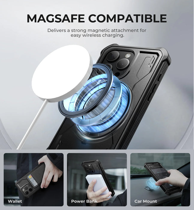 For Iphone 15 Pro Max Compatible Magsafe Full-Body Shockproof Shell Case Holder With Built-In Screen Protector