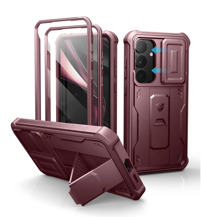 For Samsung Galaxy S25 Plus 2025 Full Body Rugged Kickstand Case With Camera Case & Built-In Screen Protector