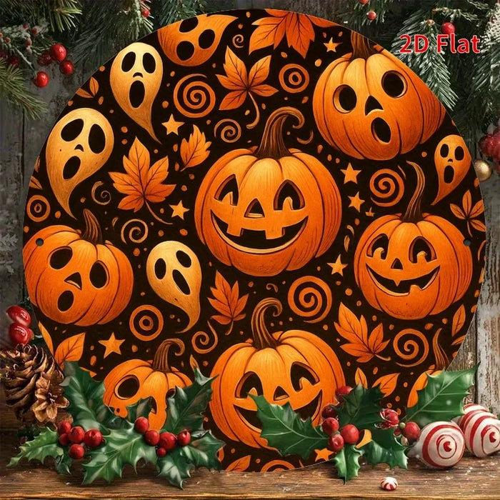 Retro Round Iron Sign Halloween Pumpkin Pattern For Bedroom Or Dining Room