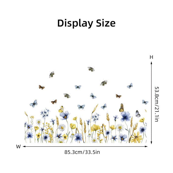 Colourful Watercolour Flowers & Butterflies Wall Decals For Girls Room Decor