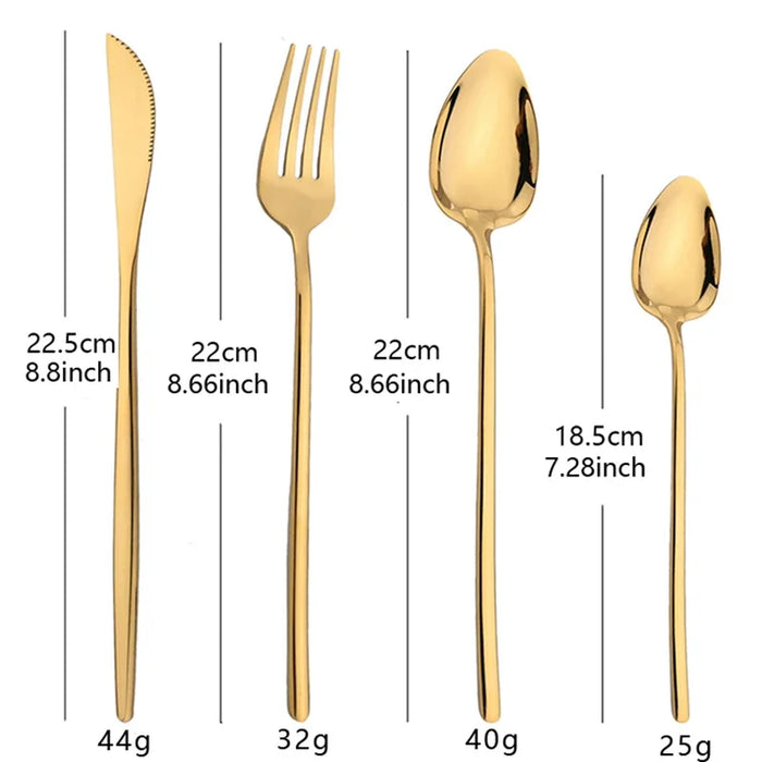 24 Piece Stainless Steel Christmas Dinnerware Set Black Cutlery Gift