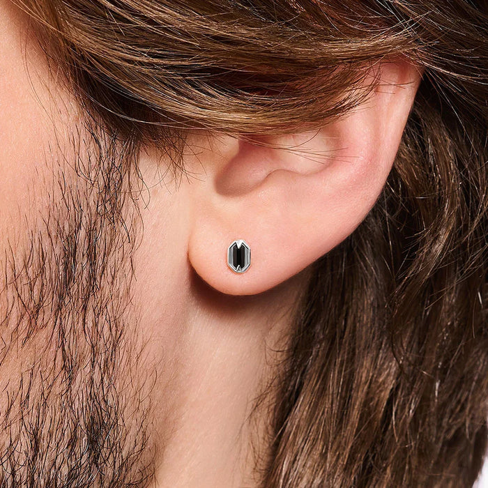 925 Sterling Silver Black Crocodile Eye Stud Earrings