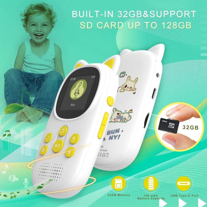 32Gb Bluetooth Mp3 Player For Kids Hd Speaker Voice Record Pedometer