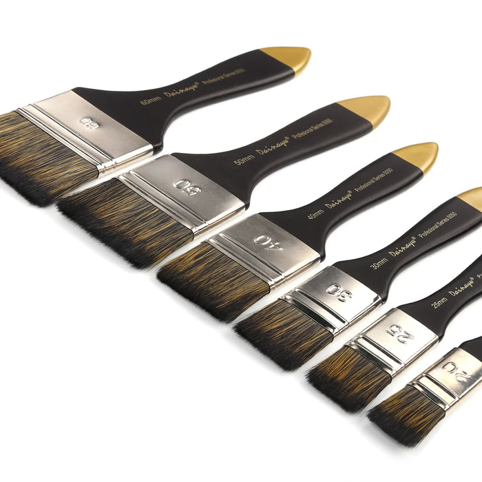 6 Piece Flat Paint Brush Set For Varnishes Acrylics Watercolours Wood Furniture And More