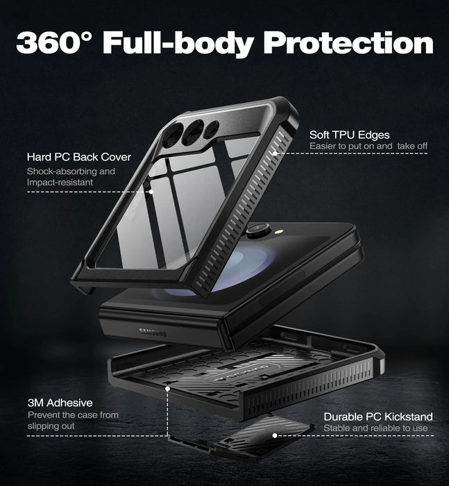 For Samsung Galaxy Z Flip 5 5G 2023 Belt Clip Rugged Shockproof Bumper Protective Holster Case With Foldable Kickstand
