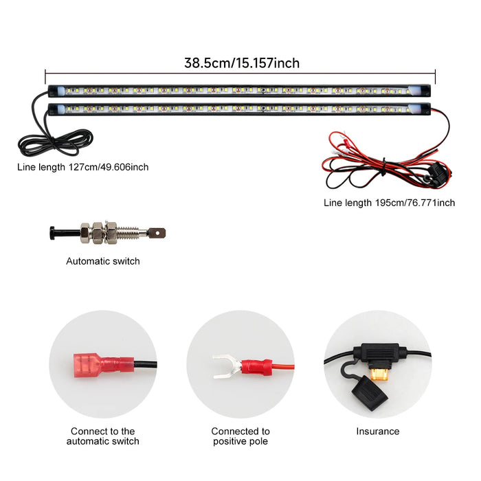 Waterproof 2-In-1 Car Led Under Hood Work Light Kit Fits Any Vehicle 12V