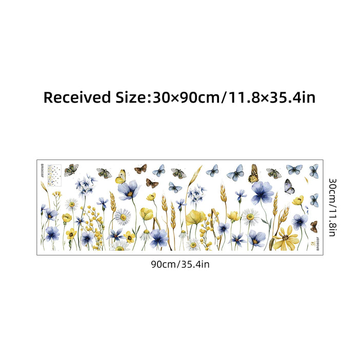 Colourful Watercolour Flowers & Butterflies Wall Decals For Girls Room Decor