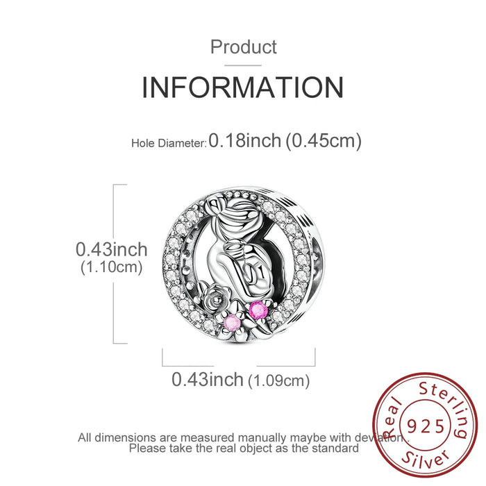 925 Sterling Silver Mother & Son Love Charms Fits Bracelet Diy Gift For Mom