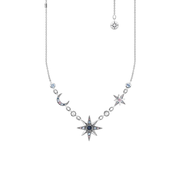 925 Sterling Silver Star & Moon Necklace Fine Jewelry For Women