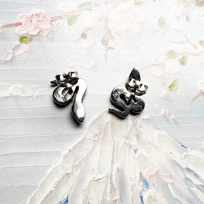 925 Sterling Silver Vintage Snake Stone Earrings
