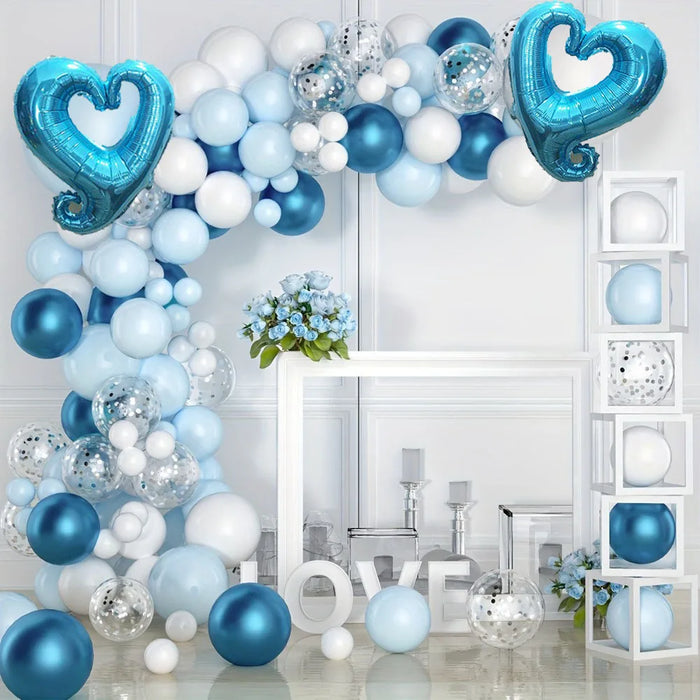 129Pcs Light Blue Hooked Star Birthday Balloon Set Suitable For Engagement Birthday Wedding Party Decoration Wreath Arch Set